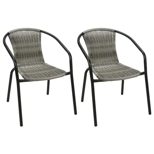 Mojawo 2 Stück Stahl/Polyrattan Bistrostuhl - Stapelbare Stühle, wetterfest und stabil, ideal für Garten, Terrasse oder Balkon – leicht und robust für langanhaltenden Komfort.