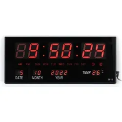 Produktbild LED-Wanduhr Rot 36x15cm Segment LED-Anzeige I Zeit Datum Temperatur Alarmfunktion I Digitale Küchenuhr Bürouhr Wohnzimmer-Wanduhr - Rot
