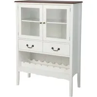 COSTWAY Weinschrank aus Kiefernholz - Freistehendes Küchen Sideboard mit 2 Türen - Küchenregale mit großem Stauraum, 3-stufig verstellbarem Regal und Kippsicherung für mehr Stabilität und Sicherheit.