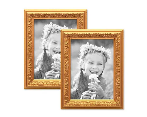 PHOTOLINI Bilderrahmen 2er Set Kunststoff-Rahmen im nostalgischen Ornament-Design