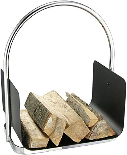 Kaminholz Tragekorb mit extra breitem Griff - 48x41x30 cm - Holzkörbe für Kaminholz, mit extra breitem Tragegriff für einfachen Transport und robustem, pulverbeschichtetem Metall für lange Haltbarkeit.