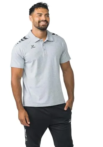 ERIMA CMPT 3 WINGS Poloshirt grau-melange XL - Trikots: Stilvolles Herren Poloshirt aus weichem Heavy Jersey, ideal für sportliche Aktivitäten oder lässige Anlässe, mit modernem ERIMA Wings-Aufdruck für einen sportlichen Look.