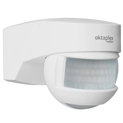 Oktaplex Lea 2er Set Outdoor Bewegungsmelder Aussen IP54 PIR-Sensor 180 Grad 12m Wand- Decken- Eckmontage Aufputz 230V weiß LED geeignet