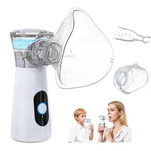Inhalationsgerät, Tragbare inhaliergeräte für erwachsene, Ultra Leise inhalationsgerät kinder, wiederaufladbarer Akku, Partikelgröße 0.5-5µm, Ultraschall Nebulizer
