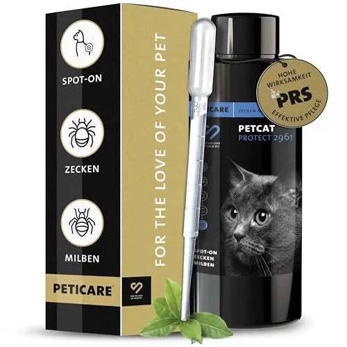Produktbild Peticare Zecken-Schutzmittel für Katzen | Spot-On mit pflanzlichen Inhaltsstoffen | langer Schutz gegen Zecken & Milben