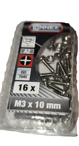 Gewindeschrauben M3x10 mm seko 16 stück mit Mutter Edelstahl A2 ISO 7046