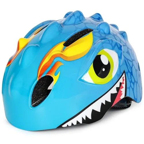 VICTGOAL Fahrradhelm Kinder zu Radsport Niedliche Cartoon 3D Gestaltet Kinderhelm für Fahrrad Skateboard Rollschuh für Jungen und Mädchen Verstellbare Größe (S (50-54 cm), Blau)