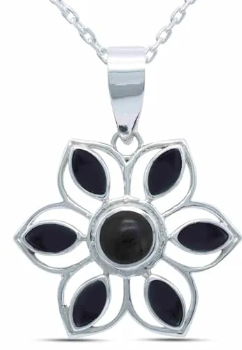 mantraroma echt Silberkette mit Onyx schwarzer Edelstein Damen Kettenanhänger 925 Sterlingsilber Halskette Geschenk (AK1-153-03-60)