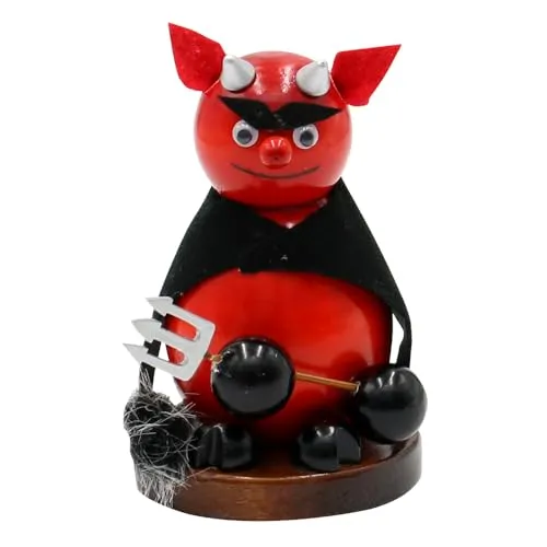 Holz Räucherfigur Teufel, rot/schwarz von Dekohelden24