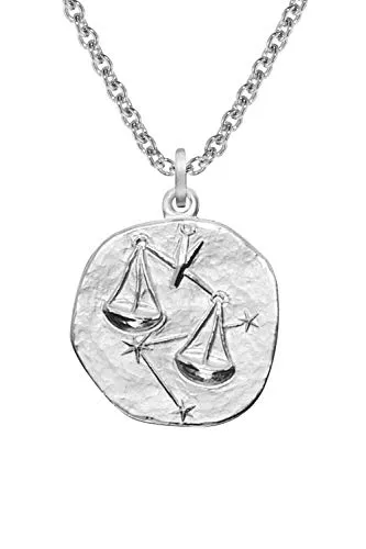trendor Kette mit Anhänger Sternzeichen Waage aus 925 Silber - Kette mit poliertem Waage-Anhänger (Ø 16 mm), anlaufgeschützt und rhodiniert, ideal für Sternzeichen-Liebhaber, Made in Germany.