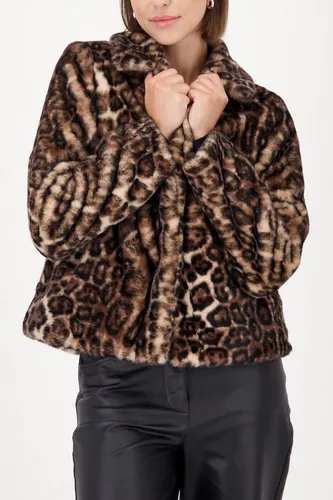 Monari Outdoorjacke im Leopardenmuster - Moderne Kunstfelljacke mit flauschiger Haptik, eleganten Eingrifftaschen und Reverskragen – ideal für stylische Outfits im Freien.