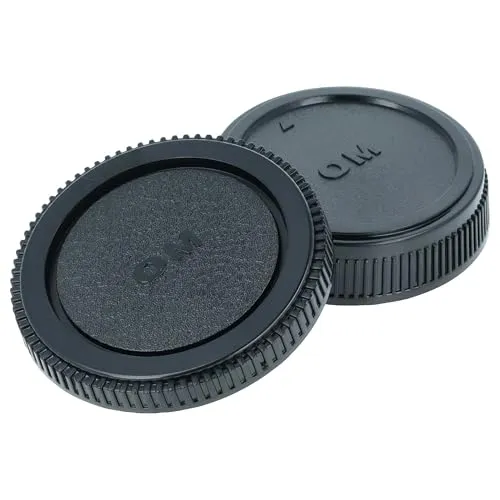 vhbw Objektivdeckel-Set kompatibel mit Olympus OM-1, OM-10, OM-2, OM-4, OM-4TI Kamera - Rück- und Gehäusedeckel, Schwarz