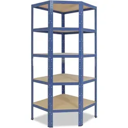 shelfplaza Eckregal HOME 180x70x45cm blau - Eckregal für professionelle Ordnung mit 5 Böden, tragfähig bis 175 kg pro Boden. Ideal für Keller, Garage und mehr. Hohe Stabilität und Flexibilität!