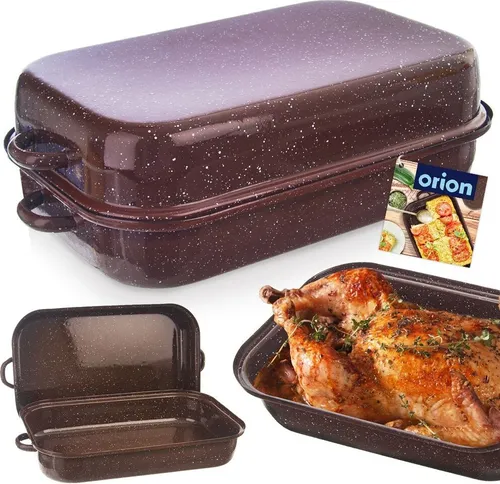 Orion Emaille-Bräter emaillierter Bräter Bratpfanne Brattopf mit Deckel 4 L