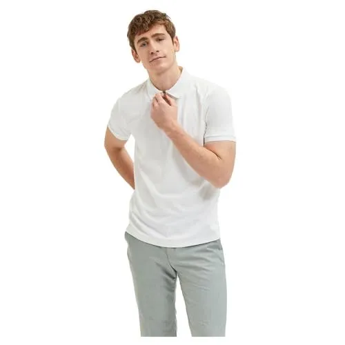 SELECTED HOMME Male Polo Shirt Zipper - Herren Poloshirt mit halbem Reißverschluss, aus nachhaltiger Bio-Baumwolle und recyceltem Polyester für ein angenehmes Tragegefühl und umweltbewusste Wahl.