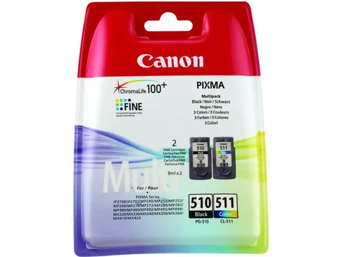 Original Canon 2970B010 / PG510+CL511 Druckkopfpatrone Multipack - Druckerpatronen für Canon Pixma MP 240, schwarz und farbig, mit einer Reichweite von 220 Seiten pro Patrone für hochwertige Druckergebnisse.