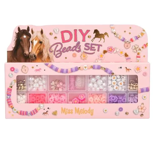 Depesche 13407 Miss Melody - DIY Perlen Set, 12 Sorten Perlen in versch. Farben und Formen, zum kreativen Gestalten von Armbändern und Ketten