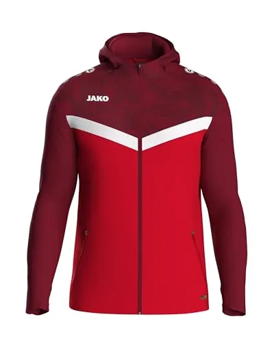 JAKO Herren Iconic Kapuzenjacke, Rot/weinrot, XL EU - Hochwertiger Hoodie für Herren, ideal für Freizeit und Sport. Mit Keep Dry Funktion für optimalen Feuchtigkeitstransport und aus 100% recyceltem Polyester für nachhaltigen Komfort.