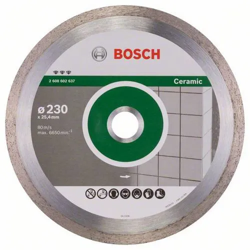 Bosch Accessories 2608602637 Diamanttrennscheibe 230mm - Diamant-Trennscheibe Best for Ceramic für schnelle, glatte Schnitte in Fliesen mit minimaler Splitterbildung. Optimiert für Porzellan, Fliesen und Keramik.