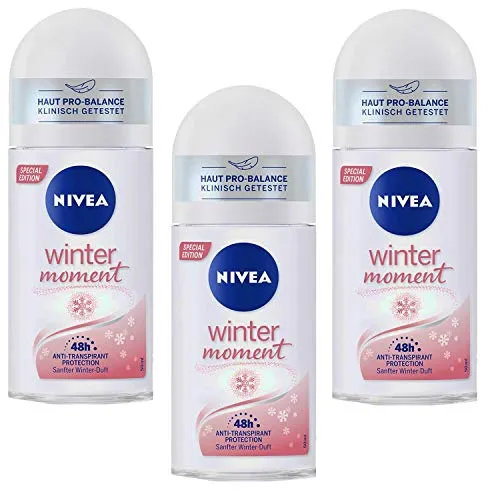 NIVEA Winter Moment Deo Roll-On - Deo Roll-On für Damen, 48h Antitranspirant-Schutz mit sanftem Winterduft und Kaolinpuder für ein samtweiches Hautgefühl.
