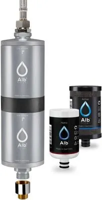 Alb Filter® FUSION Active+Nano Trinkwasserfilter - Mobil mit Gardena Anschluss - Campingzubehör mit Doppelstufenfilter für sicheres Trinkwasser. Reduziert 99,99% Keime und Schadstoffe, ideal für Boot, Yacht und Camping.