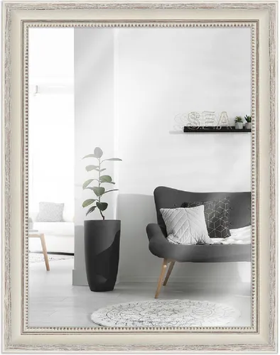 WANDStyle Wandspiegel H390 in Creme-Optik aus Massivholz in beige von MendeFrames