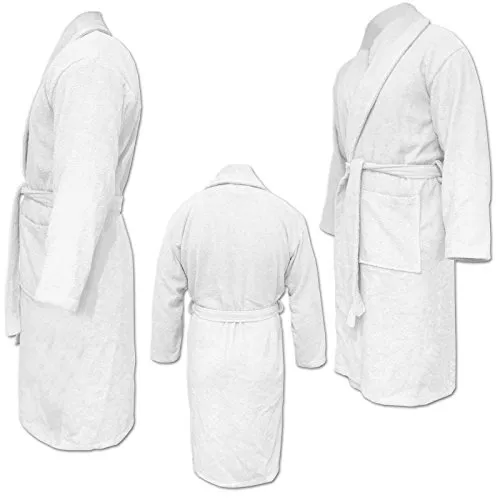 HOMELEVEL Frottee Bademantel - 100% Baumwolle für Frauen - Unisex Bademantel aus 100% Baumwolle in Weiß, ideal für Reisen und entspannte Wellnessmomente.