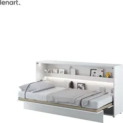 Lenart Schrankbett Wandbett Bed Concept 06 90x200 Horizontal Weiß Matt