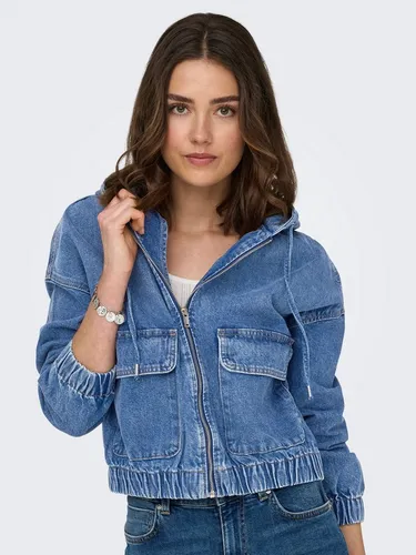 ONLY Jeansjacke ONLKENZIE – Jeansblouson mit Kapuze und Reißverschluss unifarben, modisch, regular fit, Denim, Kapuze