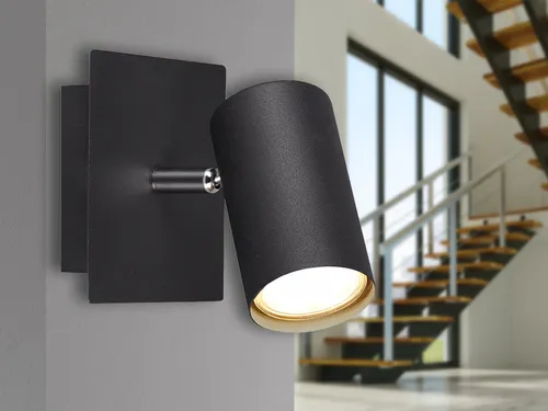 Produktbild Dimmbarer Wandstrahler für Innen mit schwenkbarem LED Spot, Metall schwarz matt