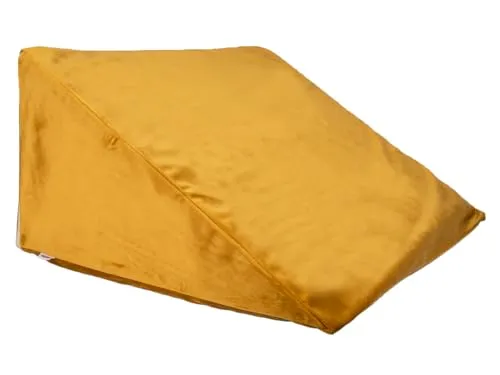 beties - Samt&Sonders-Serie - Keilkissenhülle ca. 62x49x30 cm; in Curry-senf mit dekorativer Jeansnaht aus deutschem Unternehmen in hochwertiger Qualität