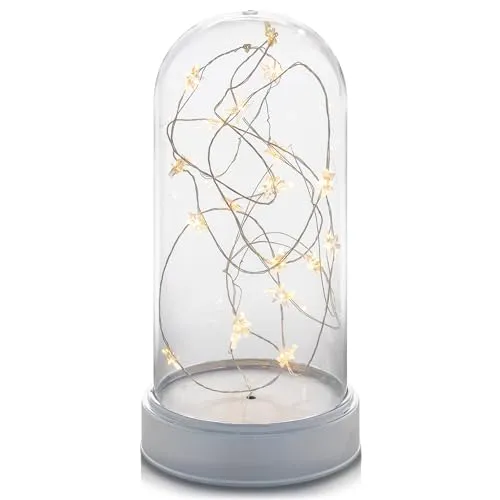 Deko-Glocke mit Stern-Lichterkette 20 LED warm weiß Batterie Glocke Weihnachts-Deko – batteriebetrieben Kunststoff Höhe 22 cm Deko-Leuchte Xmas-Deko