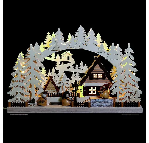 RATAGS 3D-Schwibbogen Markthändler - Schwibbogen aus Holz (43x30x7cm) mit lebhaften Markthändlern, perfekt für eine festliche Weihnachtsdekoration und stimmungsvolle Atmosphäre.