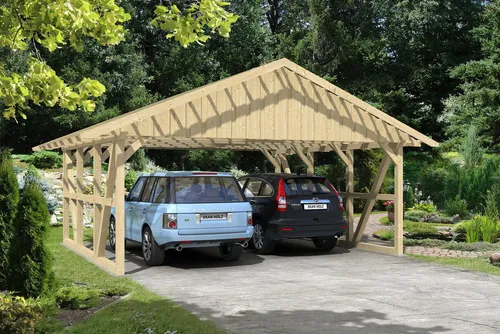 Skan Holz Fachwerk-Doppelcarport Schwarzwald 684 cm x 600 cm