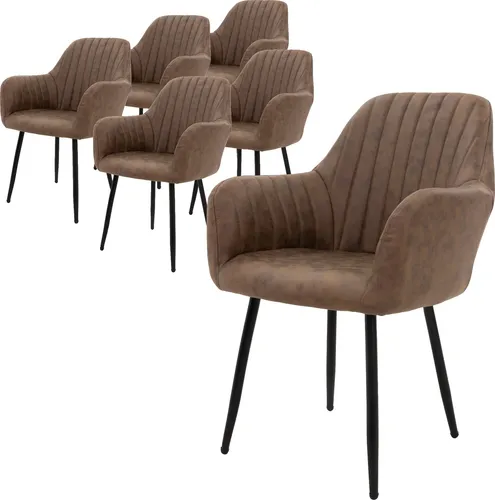 ML-DESIGN Esszimmerstuhl 6er Set mit Rücken- und Armlehnen - Stühle für Esszimmer, ergonomisch mit luxuriösem PU-Kunstleder-Bezug und großzügiger Polsterung für höchsten Sitzkomfort.