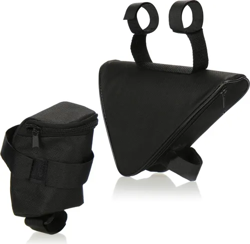 COM-FOUR® 2-teiliges Fahrradtaschen-Set, Fahrradsatteltasche & Fahrradrahmentasche, wasserabweisend und leicht zu montierende Fahrradtaschen