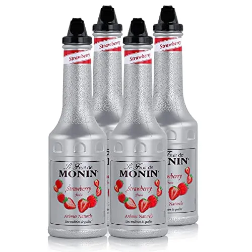 Monin Erdbeere Püree 4 x 1l - Das Monin Erdbeere Püree verleiht Ihren Smoothies, Cocktails und Desserts einen fruchtigen Geschmack. Ideal für kreative Mixgetränke und als Topping für Eis. Genießen Sie die mediterrane Frische in jedem Schluck!