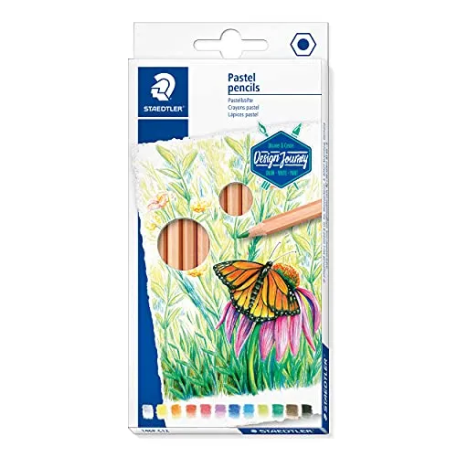 STAEDTLER Pastelstift 146, klassisches Sechskantformat, feine Farbverläufe durch fein pudrige Mine, für flächiges sowie detailiertes Malen, 12 Farben im Kartonetui, 146P C12
