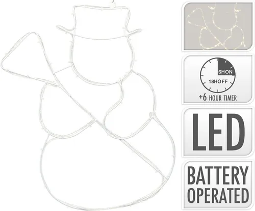 Schneemann mit 60 Warmweiß LED Licht 36 x 44 cm