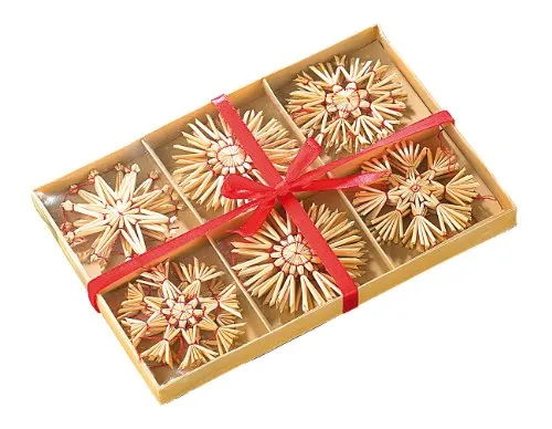 infactory Weihnachtsstern: 24 Festliche Strohsterne für den Weihnachtsbaum (Strohsterne handgefertigt, groß, Weihnachtsbeleuchtung)