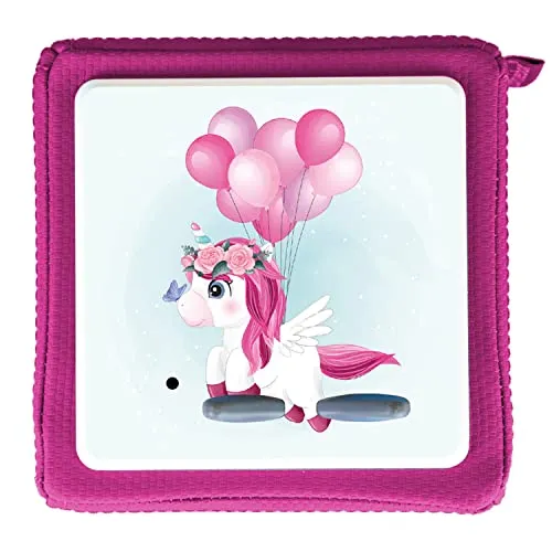 MeinBaby123® Schutzfolie kompatibel mit Toniebox | Schutzcover selbstklebend | Premium Qualität | Aufkleber passgenau I Folie Sticker I Toniebox Zubehör (Einhorn & Luftballons)