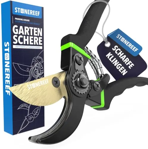 Gartenschere Bypass SK5 Carbonstahl Rosenschere Rebschere scharf | Bypass-Klingen aus SK5-Carbonstahl schneiden statt zu quetschen – die Wunde schließt schneller, der Trieb treibt weiter