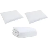 vidaXL Bettdecke 3 pcs Weiß Daunen - Bettdecken-Set mit weicher Baumwolle und hochwertiger Daunenfüllung, ideal für Frühling und Herbst. Kuscheliger Komfort und stilvolles Design für entspannte Nächte.