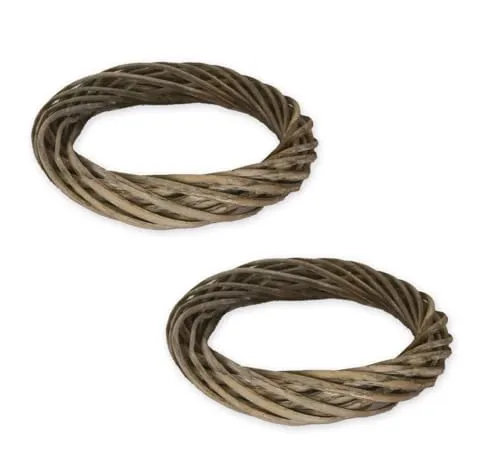 LB H&F 2 x Weidenkranz Set Dekokranz 25cm Natur Tischkranz Türkranz Landhaus BRAUN Bastelkranz (Grau)