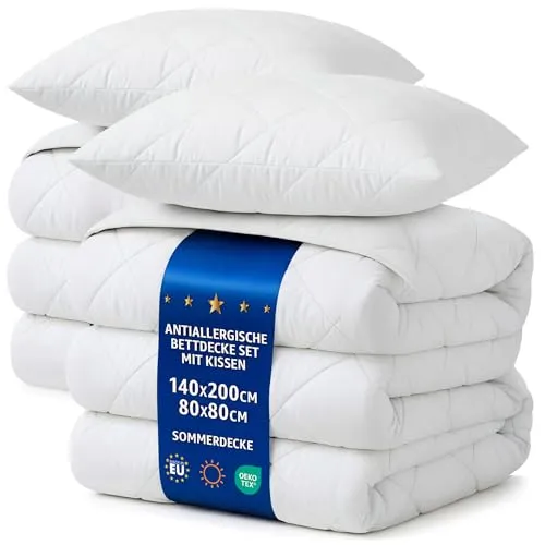 Amazinggirl Bettdecken Set 2 Stück 140x200 – Atmungsaktive Ganzjahresbettdecken für Allergiker - Erleben Sie angenehmen Schlaf mit unserem Set aus 2 leichten, atmungsaktiven Bettdecken. Die gleichmäßige Füllung sorgt für optimale Wärmeisolierung und ein frisches Schlafklima. Pflegeleicht und langlebig, ideal für jede Jahreszeit.