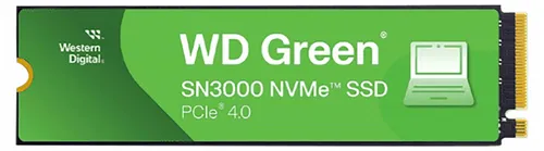 WD Green SN3000 NVMe SSD - 2 TB - Festplatten mit 2 TB Speicher, blitzschnelle NVMe-Technologie für hohe Datenübertragungsraten und verbesserte Systemleistung.