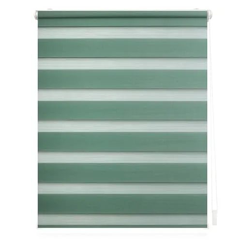 Lichtblick Doppelrollo Klemmfix ohne Bohren, Streifen, Blickdicht, Klemmträger-Montage, Sichtschutz, Wandmongtage, Deckenmontage, für Fenster und Türen 100 cm x 150 cm (B x L), Salbei