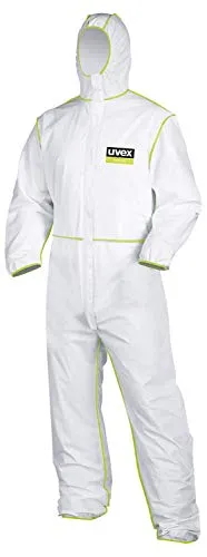 Uvex 5/6 Classic Chemikalien-Schutzanzug - Weiß-Grüner Einweg-Overall - Partikeldicht XXXL