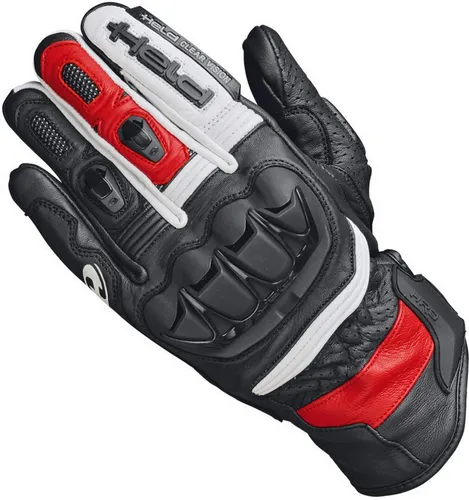 Held Misawa Ziegenleder Motorradhandschuhe Gr. 12 - Schwarz Weiß Rot - Hochwertige Motorradhandschuhe aus Ziegenleder, ideal für alle Jahreszeiten, mit Stulpenmanschette für optimalen Halt und Komfort.