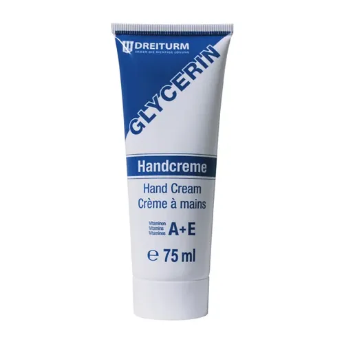 Dreiturm Glycerin-Handcreme 75 ml - Hautschutzcreme für geschmeidige Hände - Handcreme für trockene und rissige Hände, mit Glycerin und Vitaminen für optimale Feuchtigkeit und Schutz.